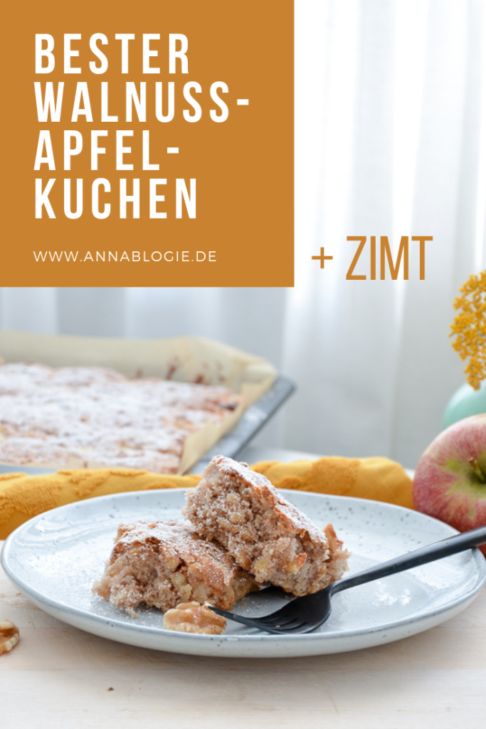 Saftiger Walnuss-Zimt-Apfelkuchen vom Blech. Foto: annablogie / Anna Steffi Winterhoff